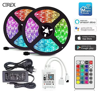 LED Strip Lights 5050 RGB Waterproof 12V 5M Magic Home Remote Controller Adapter • $6.99