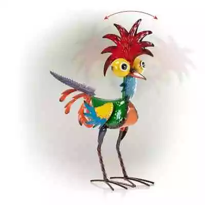 Garden Statue Rooster Wacky Metal 18 In. Tall Whimsical Indoor Outdoor Decor • $48.69