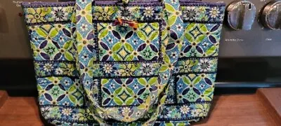 Vera Bradley Daisy Daisy Small Tic Tac Tote Bag Retired USA Blue Green Tortoise  • $13.50