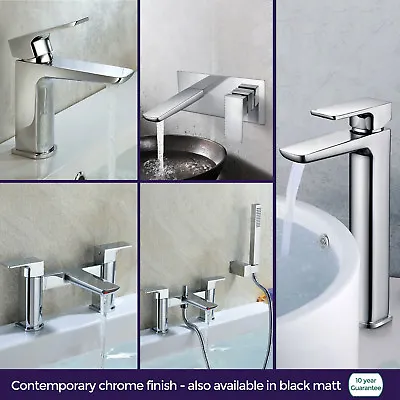 Bathroom Luxury Modern Bath/Basin Sink Mono Mixer Deck Mounted Chrome Tap • £64.99