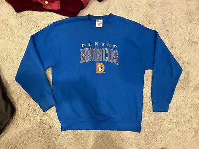 Vintage Pro Player Denver Broncos Embroidered Crewneck Sweatshirt Size L Blue • $25