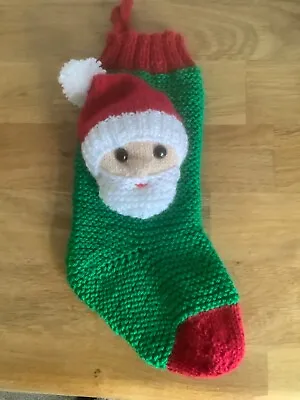 Hand Knitted Father Christmas Sant  Gift Sock • £12.50