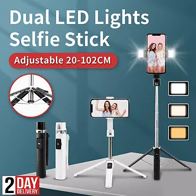 Selfie Stick Tripod Light Phone Holder Stand Remote Bluetooth For IPhone Samsung • £9.99