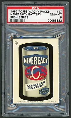 1982 / 85 Topps Wacky Packages Sticker Irish Series #17 Neveready Battery PSA 8 • $107.89