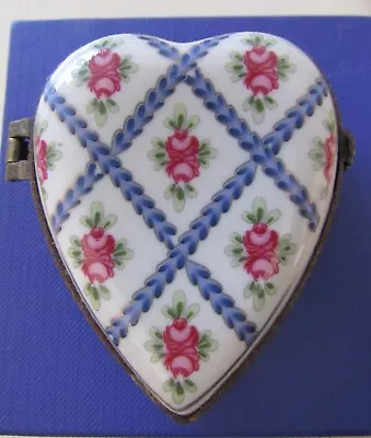 Gorgeous Vintage Fine Porcelain Heart Trinket Box-I LOVE YOU-French Hand Painted • $65