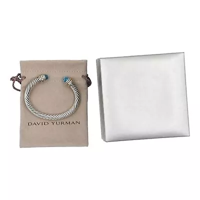 Vintage David Yurman Topaz Diamond Cable Cuff Bracelet Sterling Silver Size 6.5 • $20.50