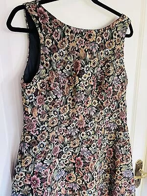 Vintage New Look Size UK 16 Tapestry Floral Sheath A Line Short WOMENS Dress • £20