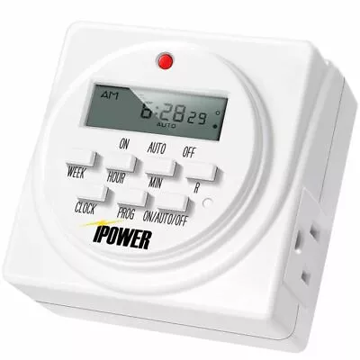 Digital Electric Timer 8 ON/OFF Programs Dua7-DAY Programmable Duel Outlet  • $16.95