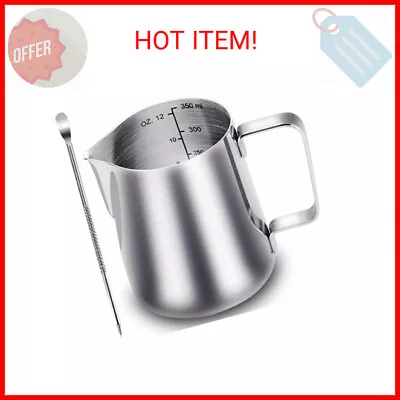 CAMKYDE Stainless Steel Milk Frothing Pitcher 12 Oz Espresso Steaming Pitcher W • $13.50