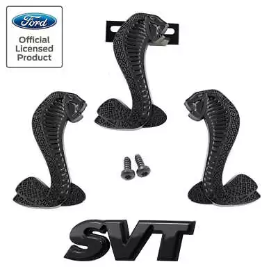 1994-2004 Ford Mustang Two Tone Black Cobra Snake & SVT Emblems Set Of 4 • $40.80