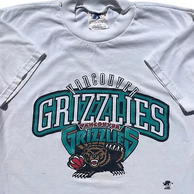 Vintage 90's Vancouver Grizzlies T-Shirt Youth Large White NBA Basketball • $29.95