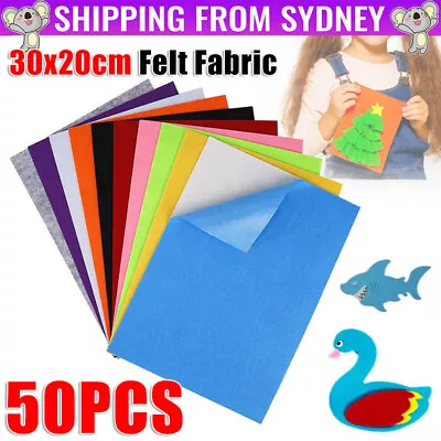 50x Handicraft A4 Sheet Felt Fabric Crafting 1mm Thick Sewing Glue Scrapbooking • $19.99