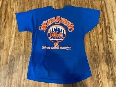 1986 New York Mets World Series T-shirt–short Sleeve–royal Blue-large-never Worn • $24.99