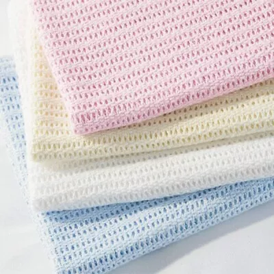 £5.95 • Buy EX STORE Cellular PRAM CRIB MOSES Blanket 100% Cotton Baby NEW