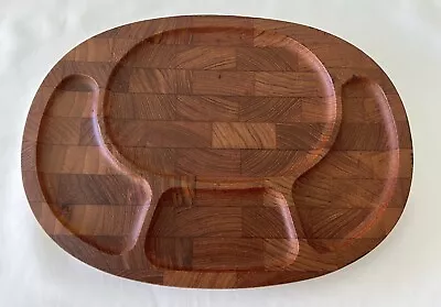 DIGSMED Denmark ©1964 Oval Divided Teak Party Tray Dresser Tray MCM • $22.50