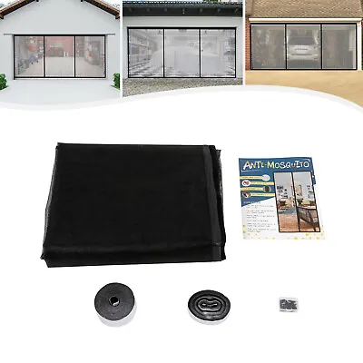 16x7Ft Fiberglass Mesh Garage Door Screen Door Curtain Net Cover Kit Heavy-Duty • $29