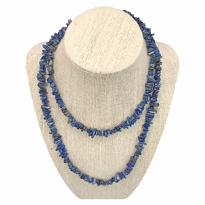 Vintage Lapis Lazuli Chip Bead Necklace High Quality Beautiful Flecks 35  • $29.99