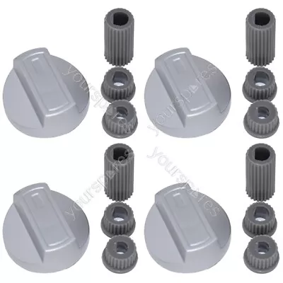 4 X Candy Universal Universal Cooker/Oven/Grill Control Knob And Adaptors Silver • £6.85