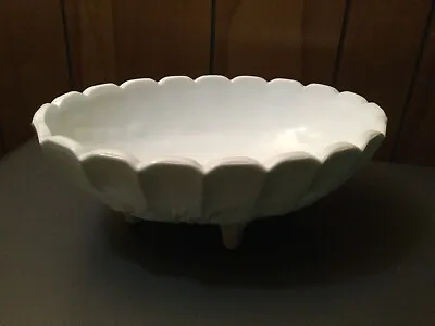 Indiana Harvest Grapes Oval Fruit Bowl Milk Glass Footed Scalloped Vintage • $18.90