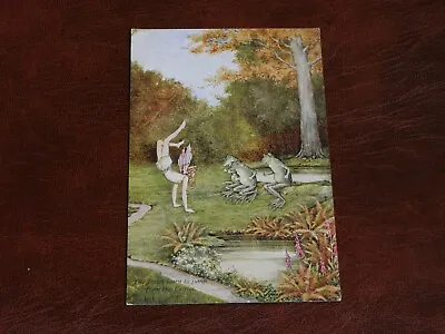 Original Ida Outhwaite Signed Fairy Fantasy Children Postcard - Frogs Jumping. • £11.50