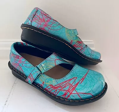 INGARO Women’s Julie Nursing Shoes Sz 9W Teal Blue Glitter Comfort Mary Jane • $28.49