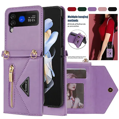 $18.49 • Buy For Samsung Galaxy Z Flip 4/3 5G Leather Wallet Crossbody Strap Stand Case Cover