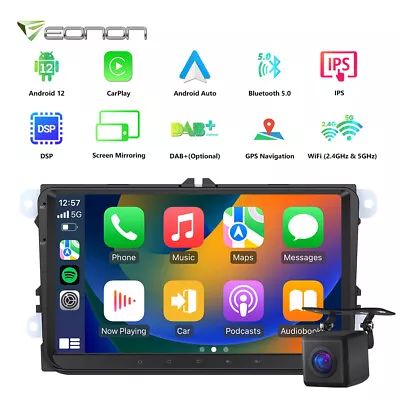 For VW Golf MK5 RCD330 B6 CarPlay Android 12 Car Stereo Radio WiFi Backup Camera • $219.33