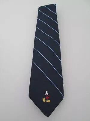 Cervantes Mickey Mouse 100% Silk Tie Navy Striped Vintage Iconic Made In USA • $12.99