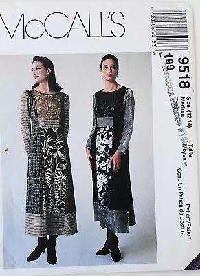 McCalls 9518 Misses Dresses Sewing Pattern Sz Medium 12-14 • $4.99