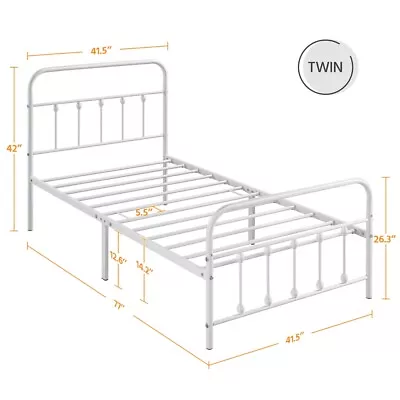 Black/White/Silver Classic Metal Platform Bed Frame W/ Headboard And Footboard • $83.87