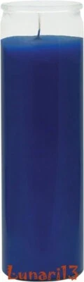 Blue 7 Day Candle Plain Glass Unscented Lunari13 Wicca Santeria Brujeria • £9.98
