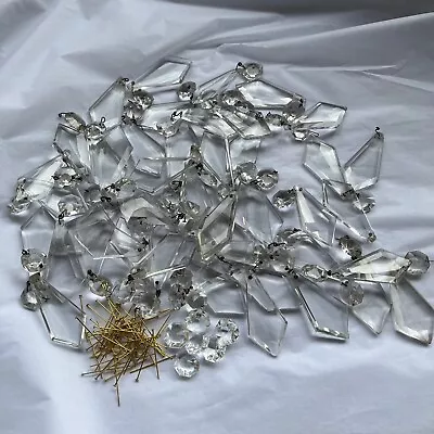 42 Vintage Crystal Cut Glass Kite Chandelier Drops • £25