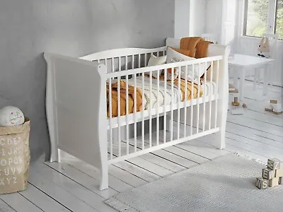 Baby Cot Bed 120x60cm With Deluxe Mattress & Waterproof Fitted Terry Cot Sheet • £179.99
