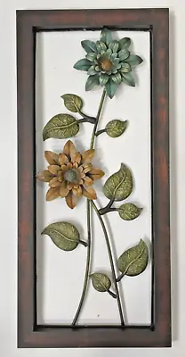 Flowers In Frame Contemporary Metal Wall Art Decor Sculpture • £28.99