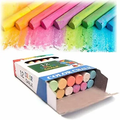 12x Chalk Sticks Boxed Kids Playground School Art Blackboard Pub White Or Color • £1.99