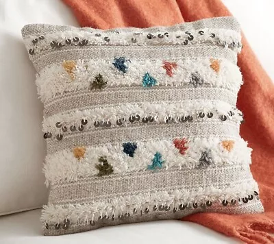 Pottery Barn RARE Lina Wool Moroccan Wedding Blanket Pillow Cover 18 X 18 • $39.89