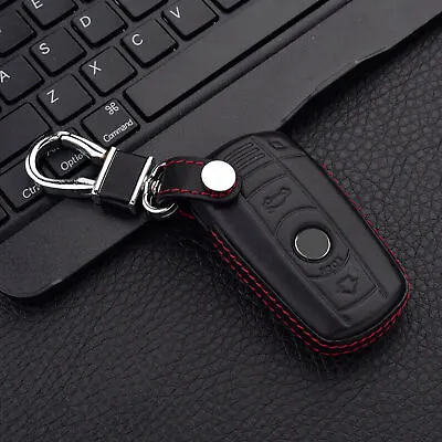 Fits BMW 1 3 5 Series 2 Button Holder Leather Remote Fob Bag Car Key Cover Case • $13