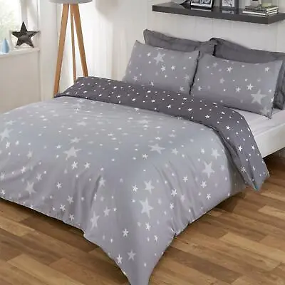 £9.99 • Buy Dreamscene Galaxy Stars Duvet Cover With Pillowcase Kids Bedding Set Silver Grey