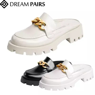 Dream Pairs Women Slip On Mule Shoes Platform Chunky Comfortable Loafer Shoes • $27.99