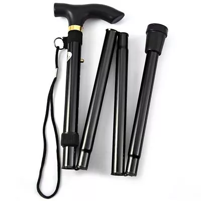 Folding Walking Cane For Seniors Men & Women With Non-Slip T Handle And Strap • $9.99