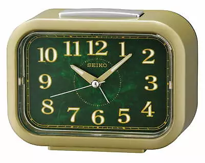 Rectangle Green Gold Beep Alarm Clock Quartz Analog • $22.45