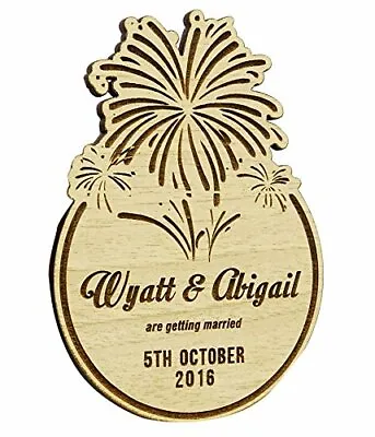 $47.29 • Buy Rustic Wedding Save The Date Wooden Magnet 10 Custom Engraved Wooden-fXk
