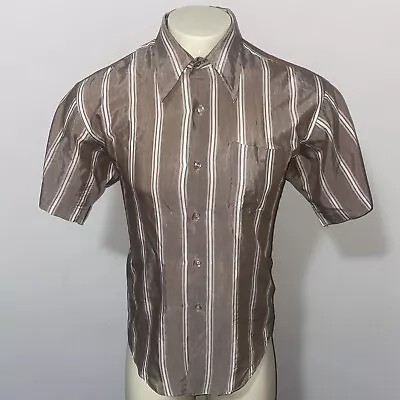 Vtg 60s 70s Sanforized Shirt Striped K-mart Disco Dagger Collar Japan Mens XL • $51.26