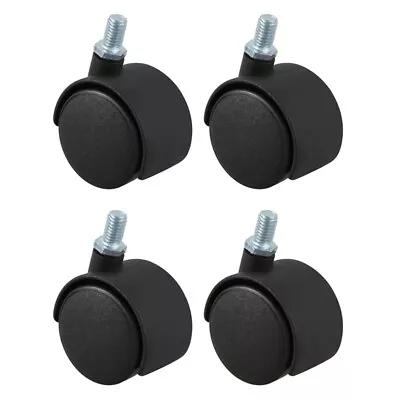 Plastic Swivel Caster 8mm Screw Stem 1.5-inch Dia Wheel 4 Pcs Black U3K73431 • $7.59