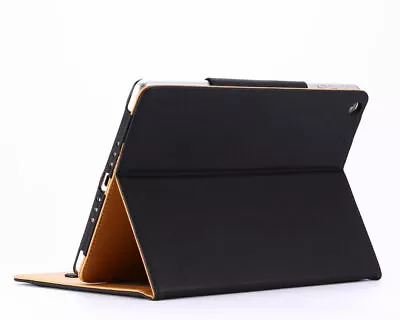 Luxury Magnetic Tan Leather Wallet Smart Case Cover For Apple Ipad Air 2 • £8.99