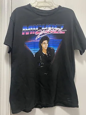 Michael Jackson Purple Thriller Y2K Design Black T-shirt Size Large Licensed • $12