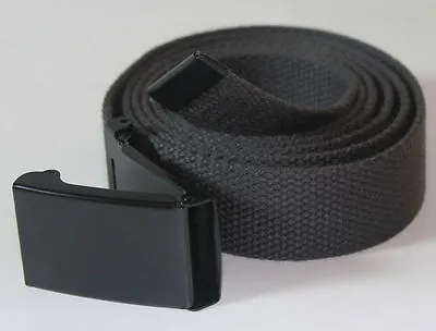 New Fliptop Adjustable 56  Inch Grey Gray Military Web Canvas Black Belt Buckle • $8.99