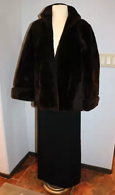 Brown Mouton Fur Women's Coat Jacket Winter Vintage • $134.99