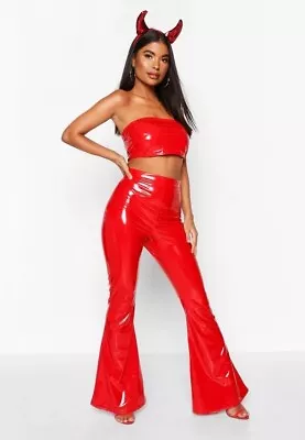 Petite Red Vinyl High Waisted Flare Pants For 5’3 And Under • $24.99