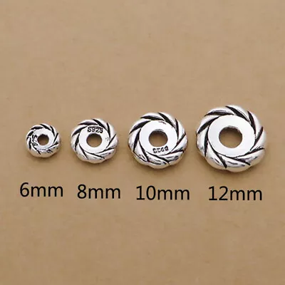 925 Sterling Silver Spiral Tire Spacer Bead For Bracelet 6mm 8mm 10mm 12mm • $9.68